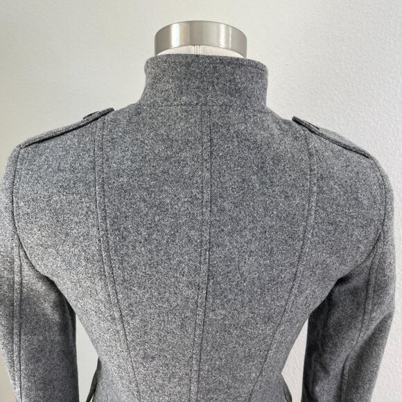 Theory Womens Size 0 Gray Wool Blend Button Asymmetric Military Blazer Jacket - Picture 9 of 15
